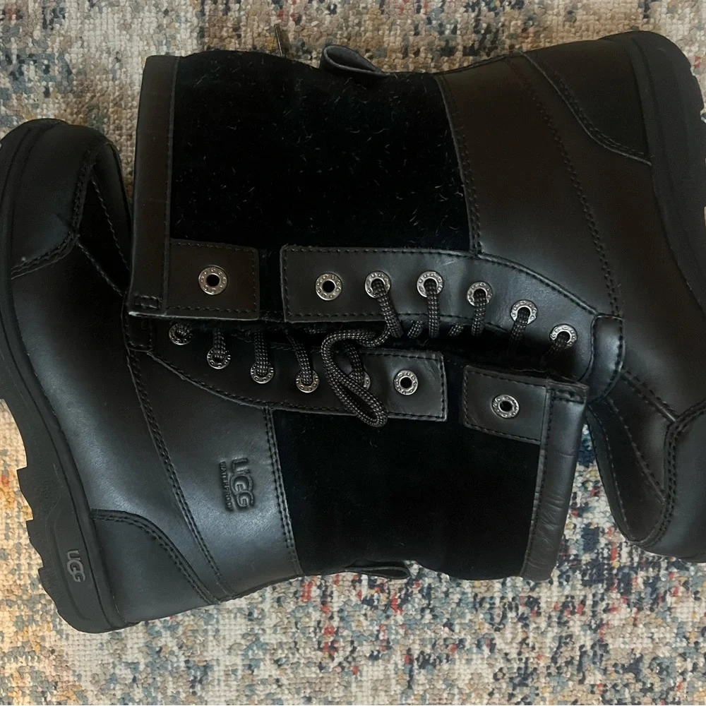 Kids UGG Black Lace-Up Winter Boots